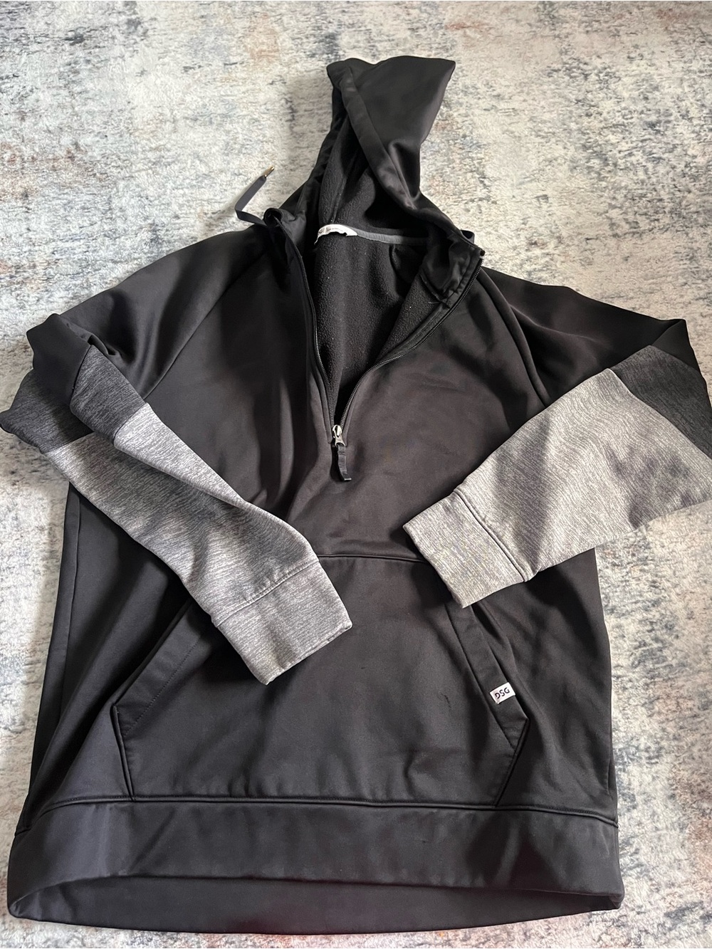 DSG Black Hoodie with Gray Colorblock Sleeves